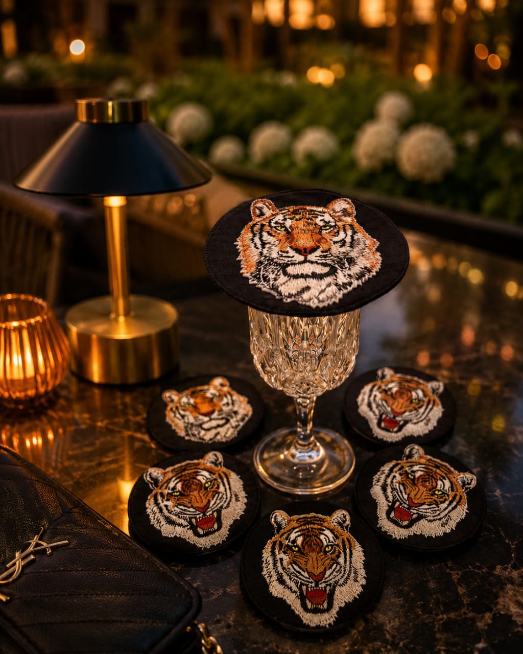 Royal Bengal Tiger Embroidered Coaster Set