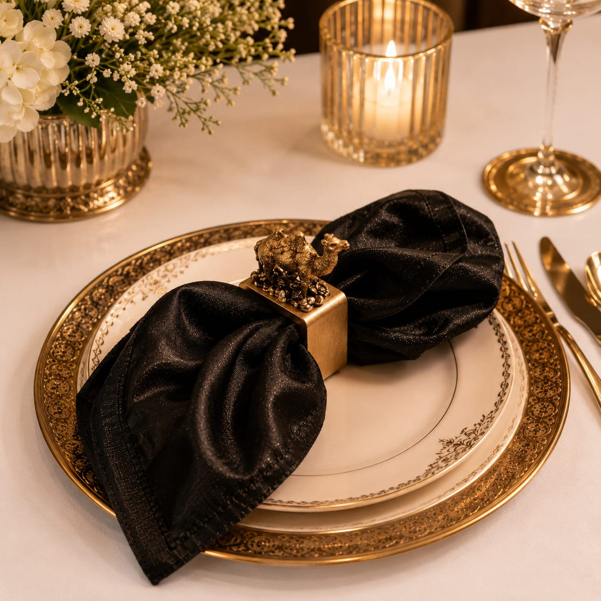 Noir Luxe Satin Napkin