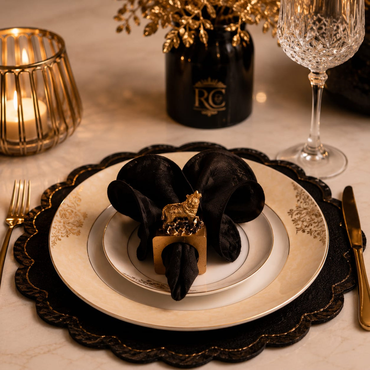 Noir Luxe Satin Napkin