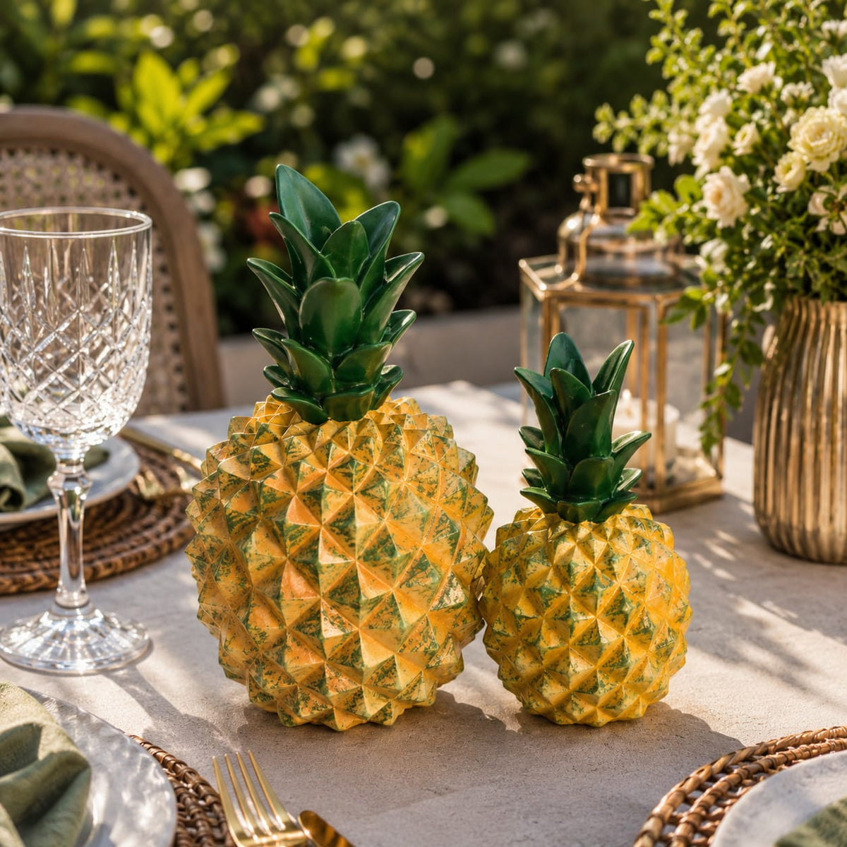 Golden Pineapple Duo Showpieces