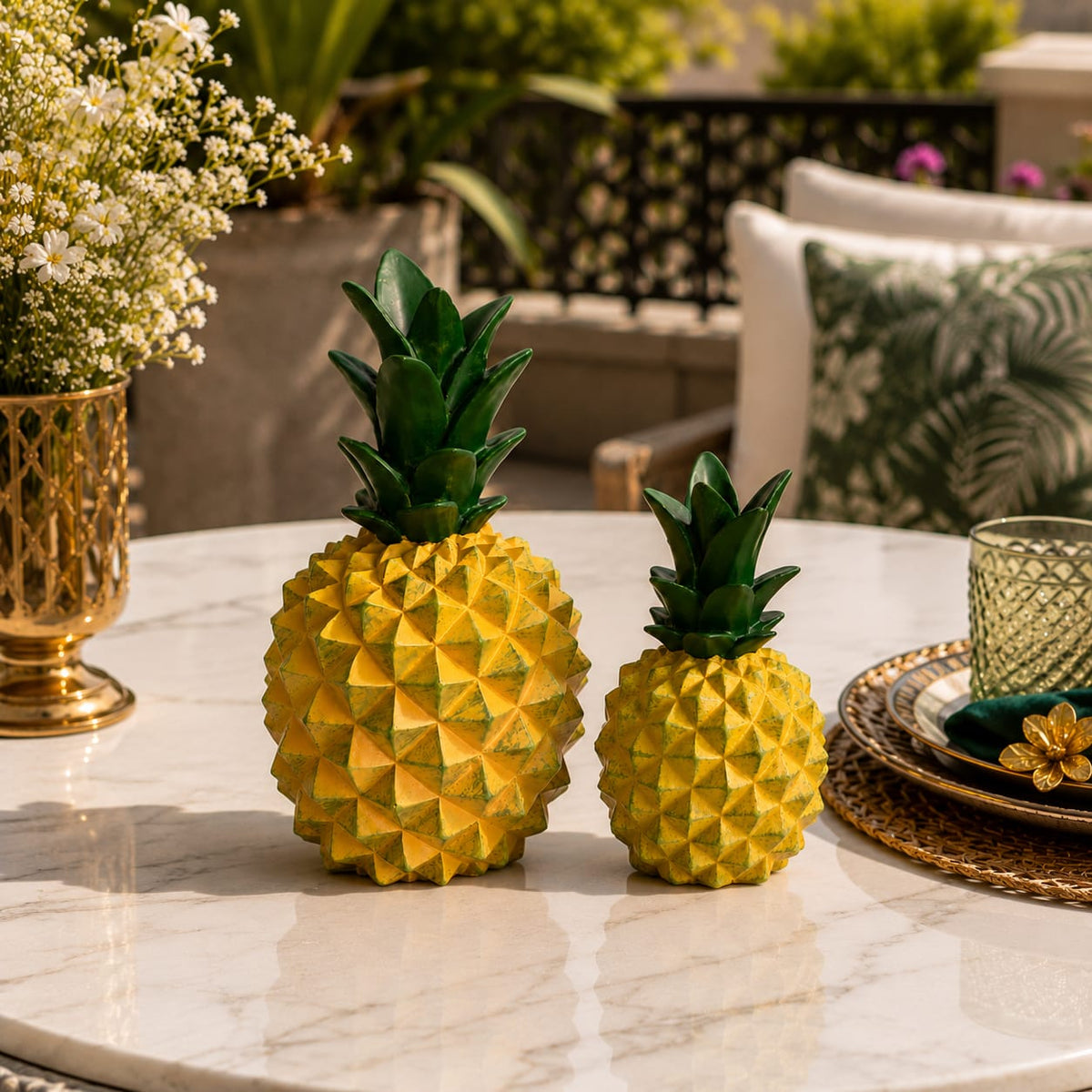 Golden Pineapple Duo Showpieces