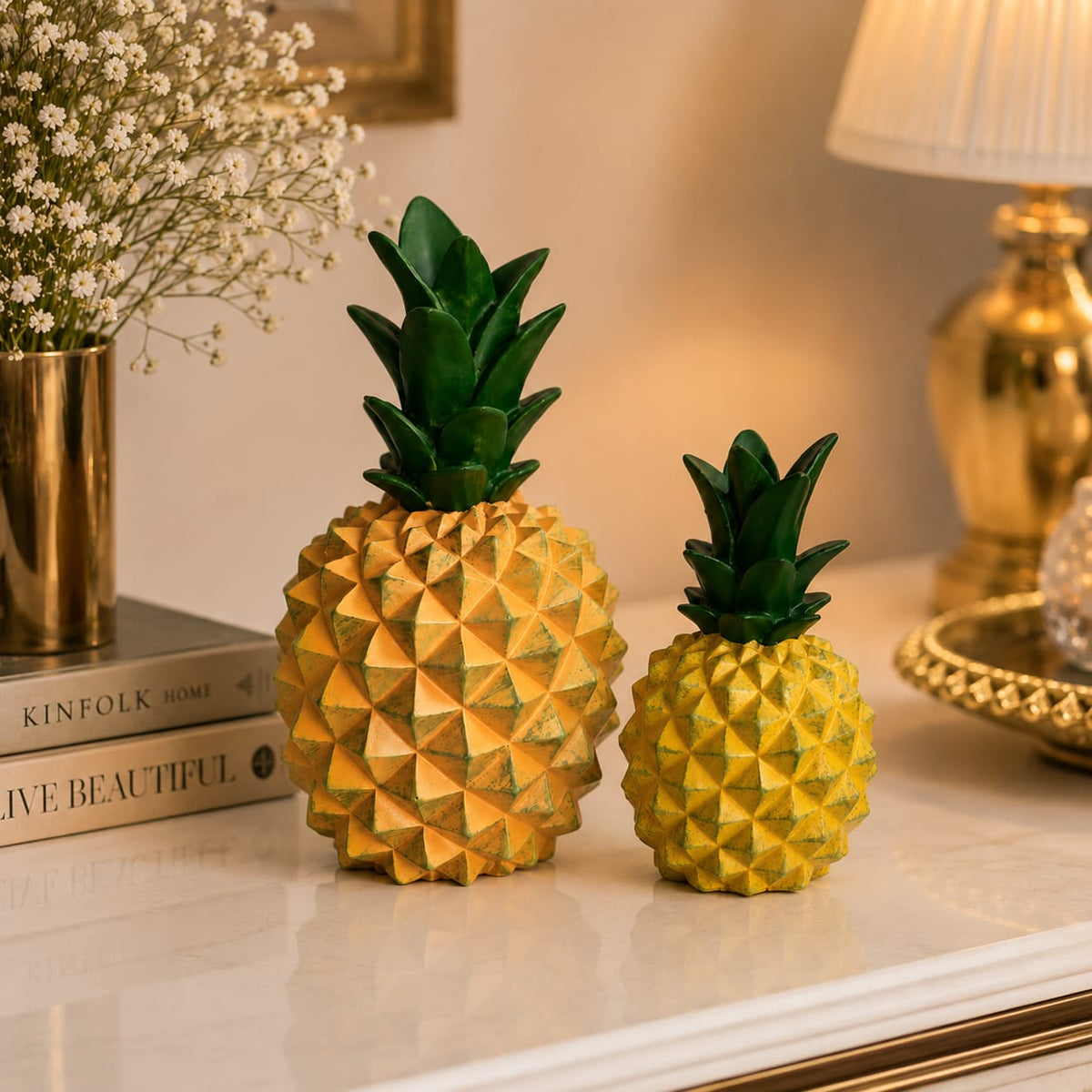 Golden Pineapple Duo Showpieces