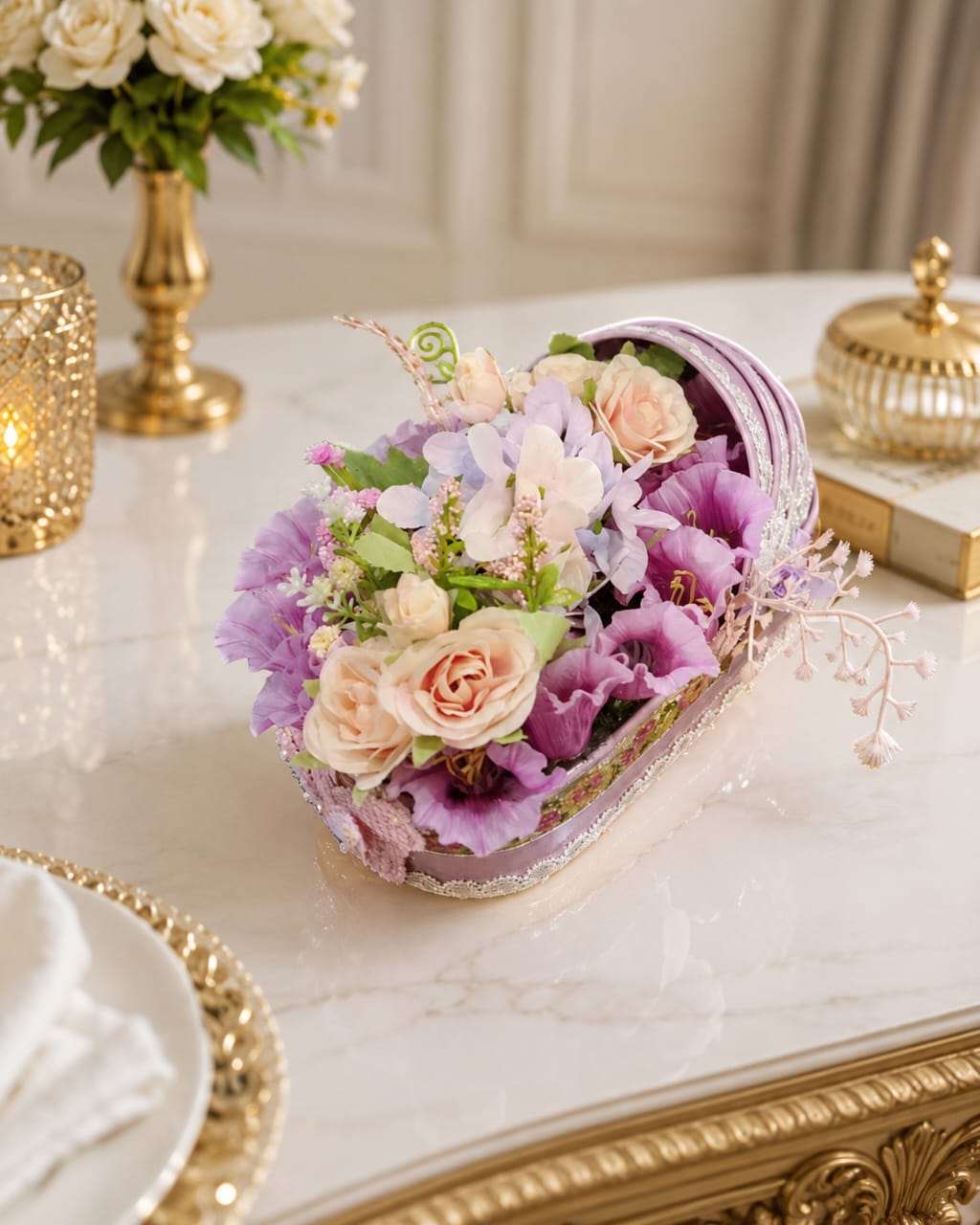 Lavender Bloom Floral Basket