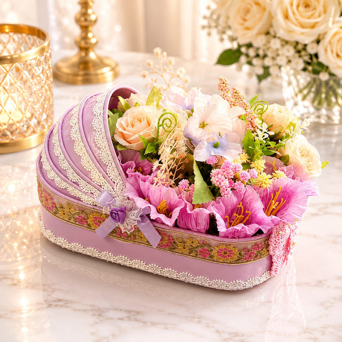 Lavender Bloom Floral Basket