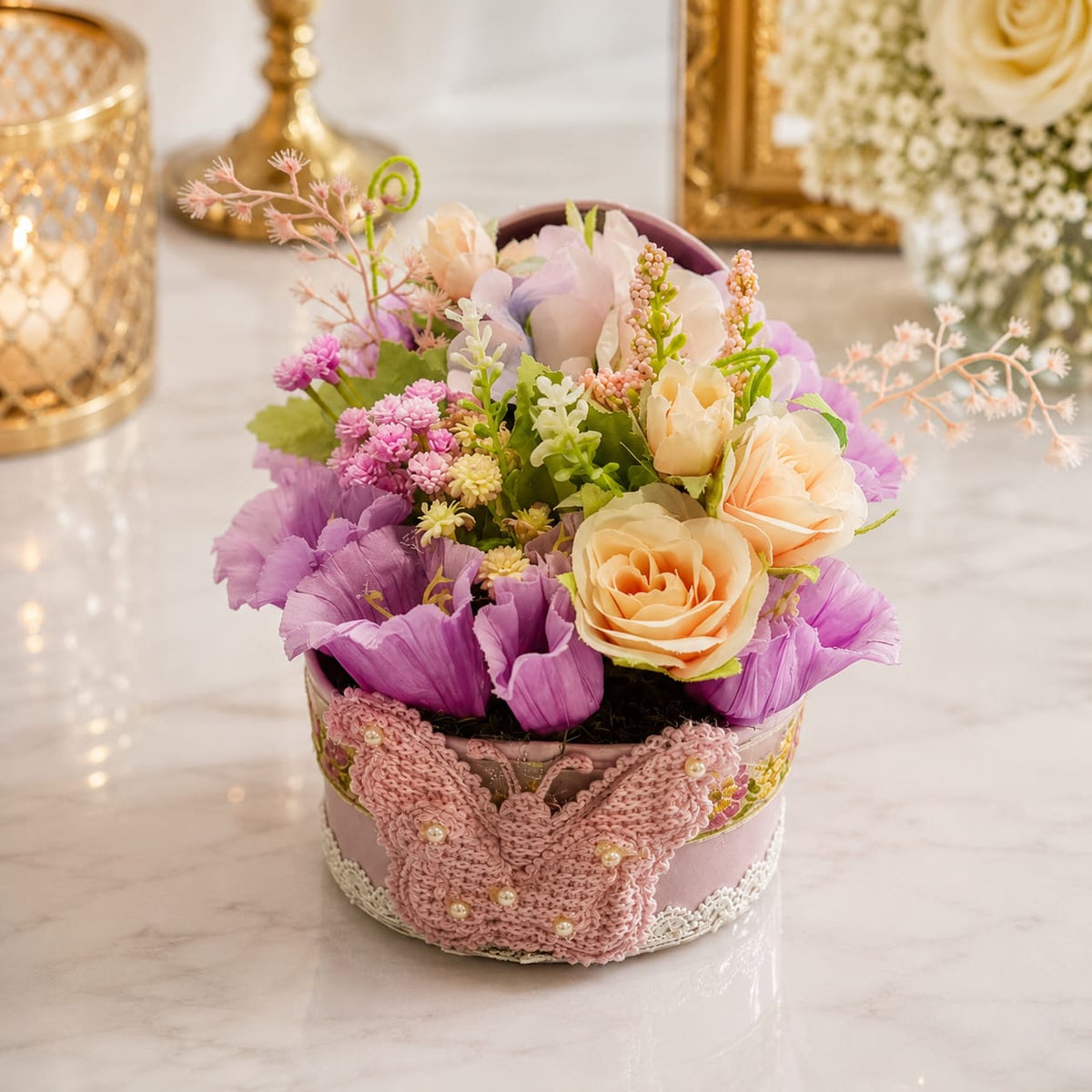 Lavender Bloom Floral Basket