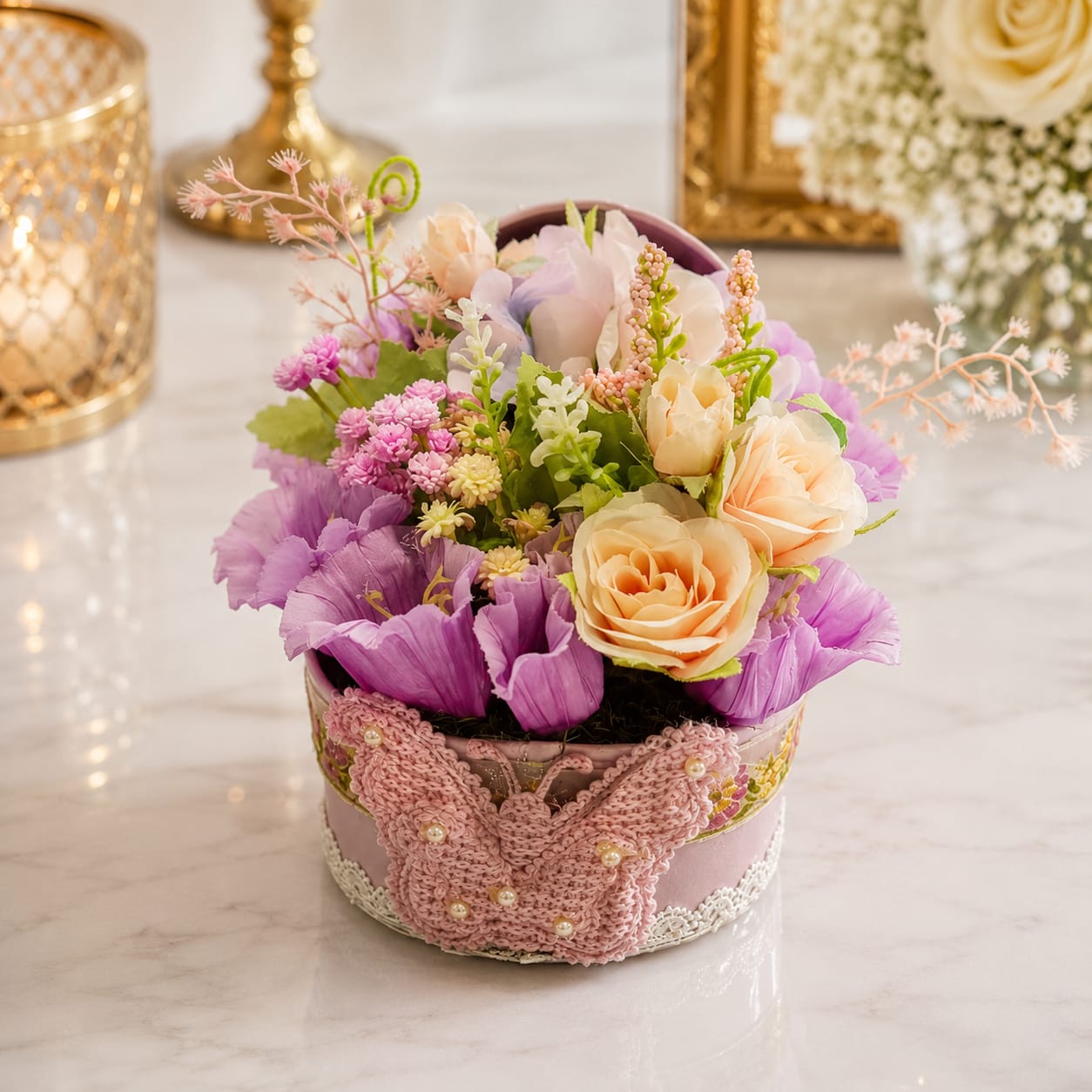 Lavender Bloom Floral Basket
