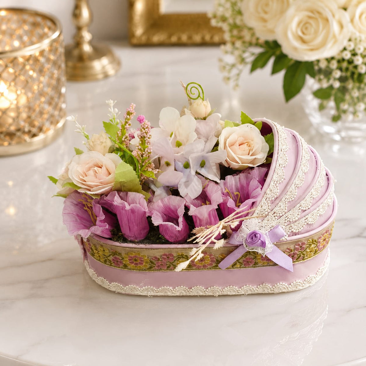 Lavender Bloom Floral Basket