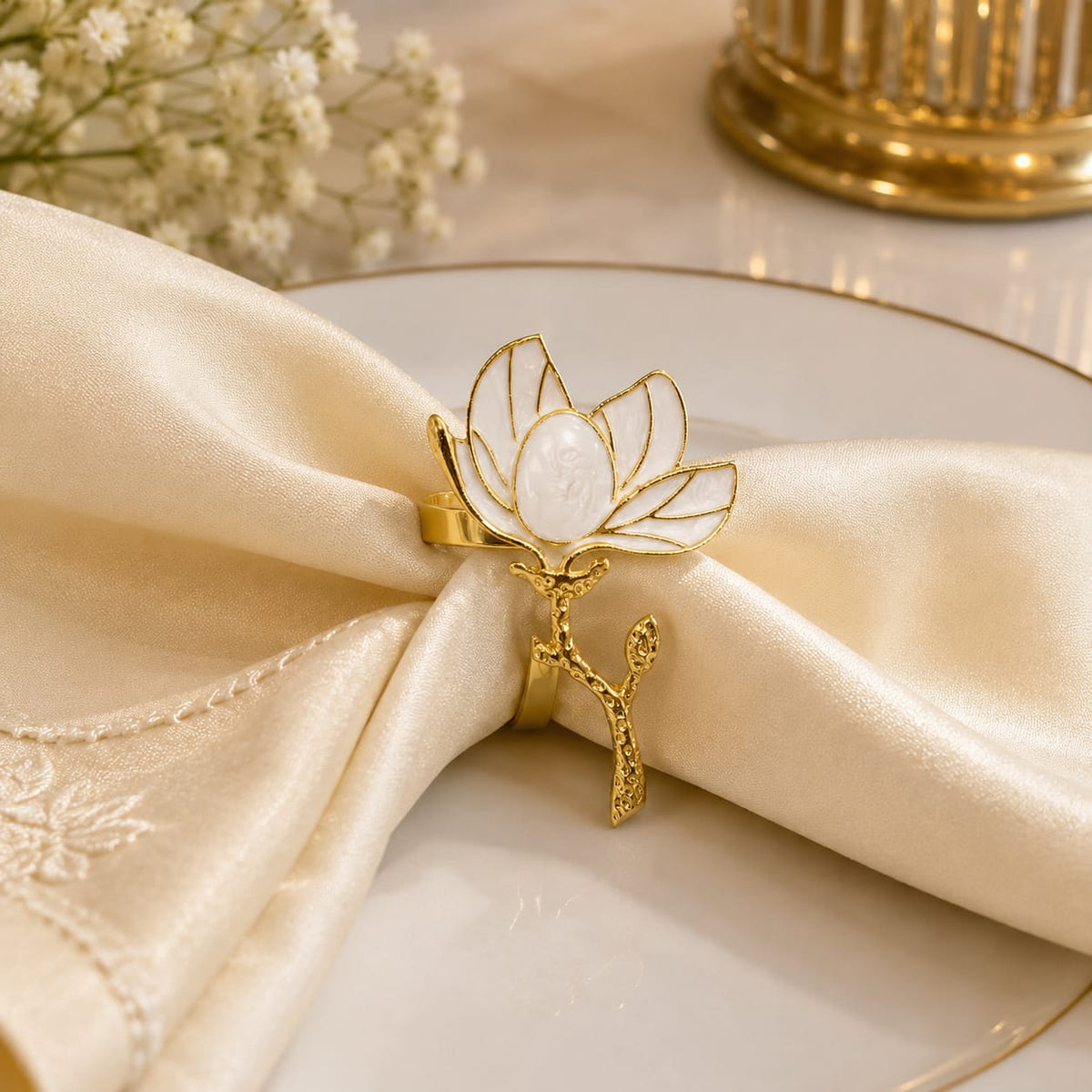 Lotus Pearl Elegance Napkin Ring