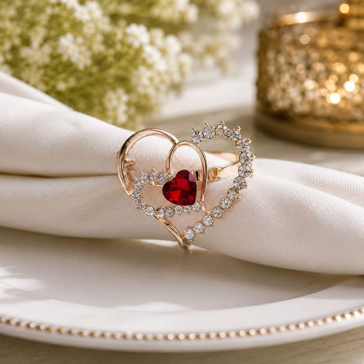 Ruby Heart Royale Napkin Ring