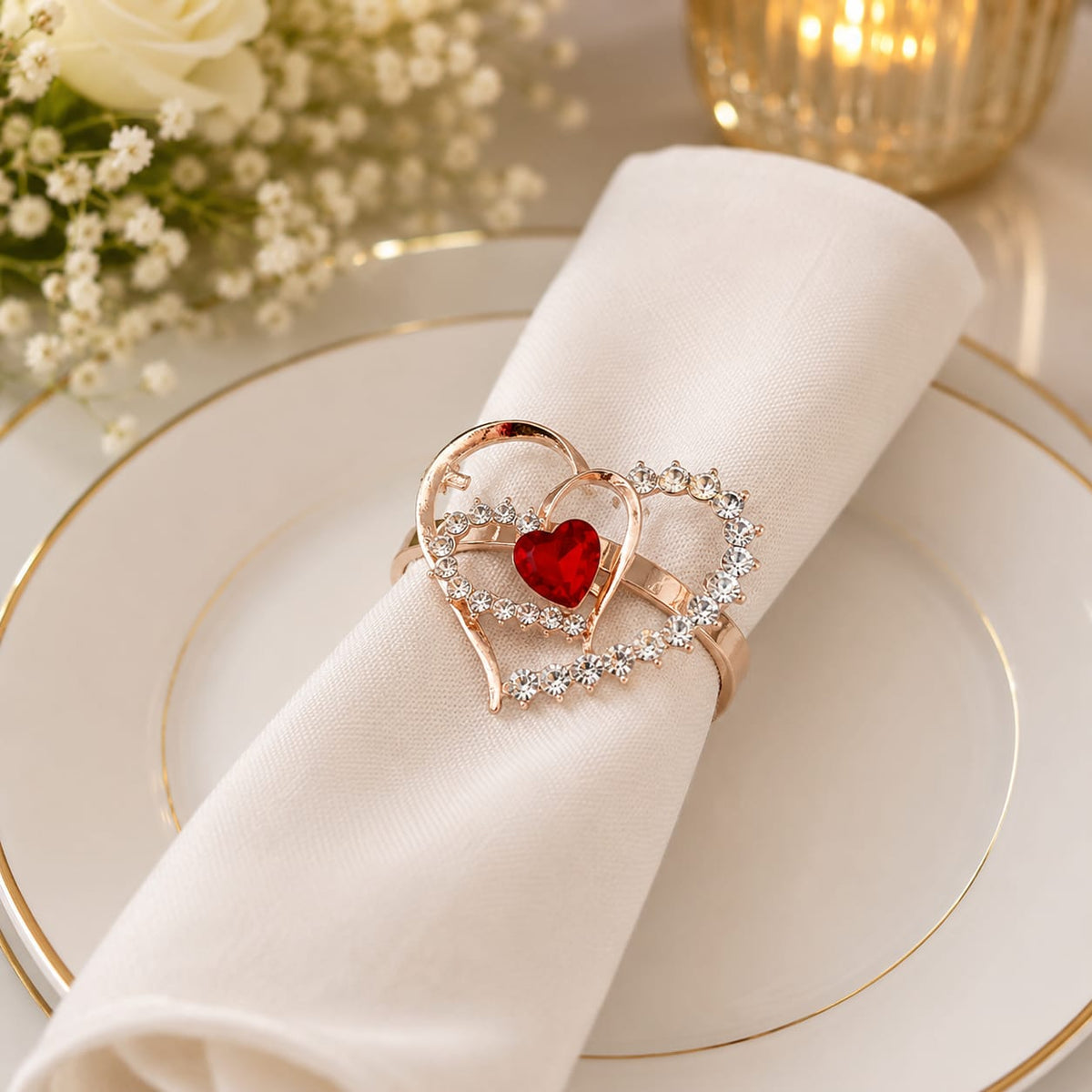 Ruby Heart Royale Napkin Ring