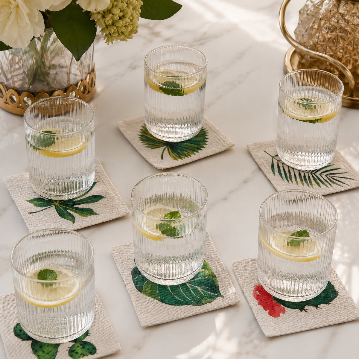 Tropical Botanica Linen Coaster Set