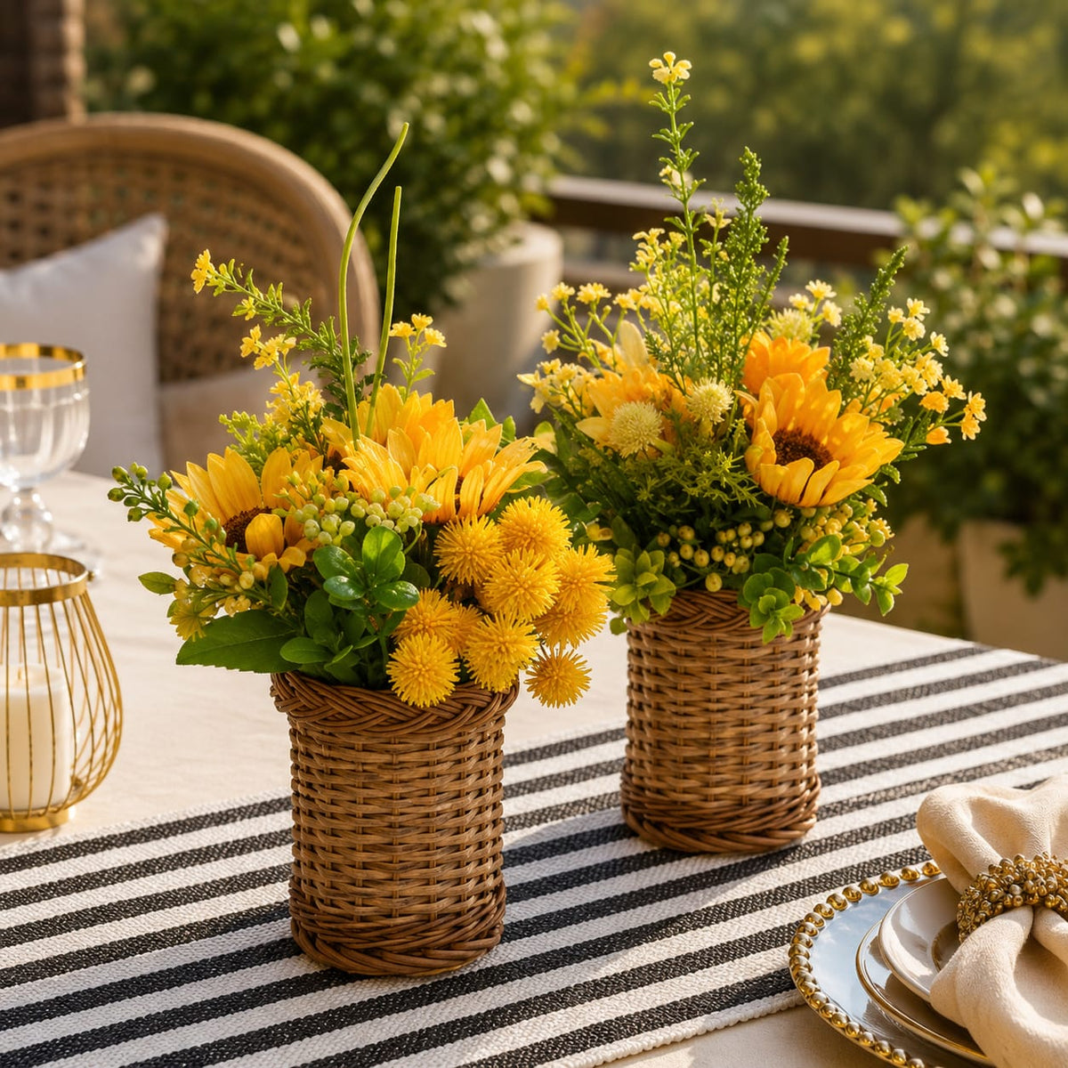 Sunflower Meadow Wicker Arrangement