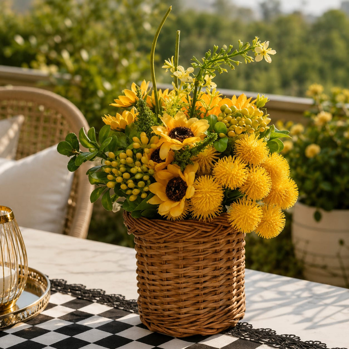 Sunflower Meadow Wicker Arrangement