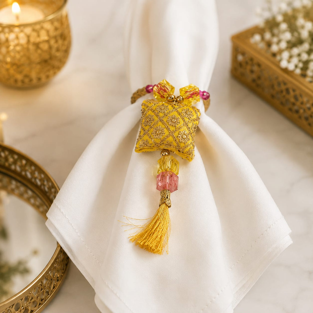 Royal Zardozi Tassel Cushion Napkin Ring