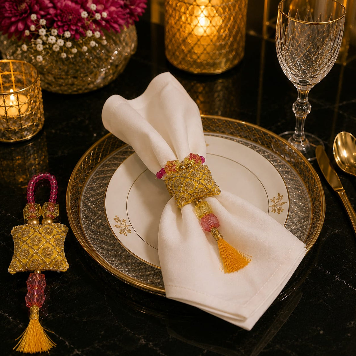 Royal Zardozi Tassel Cushion Napkin Ring