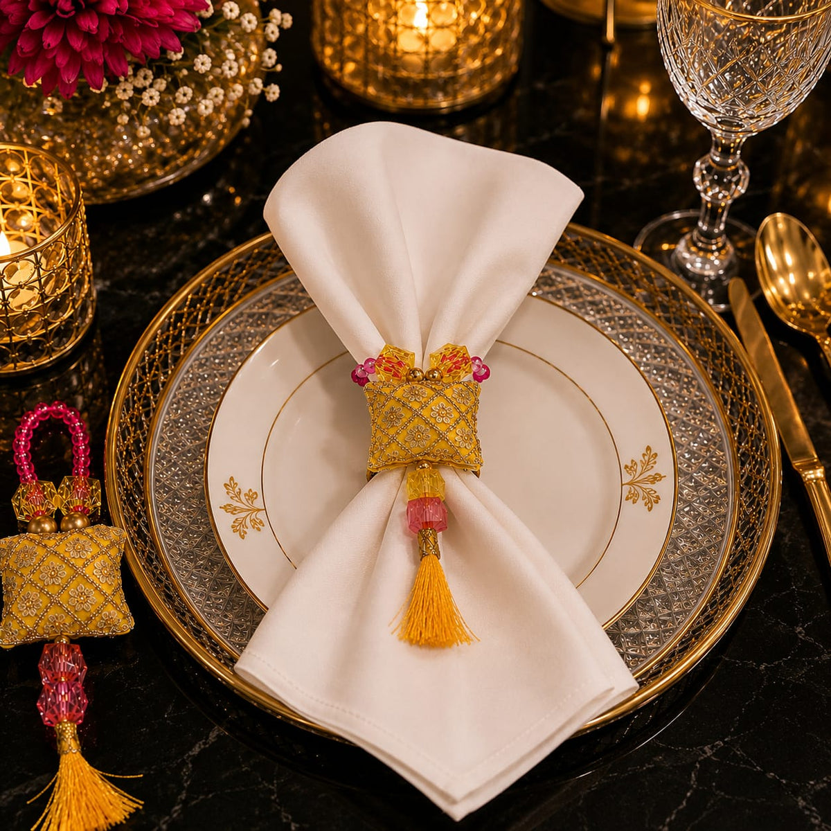Royal Zardozi Tassel Cushion Napkin Ring