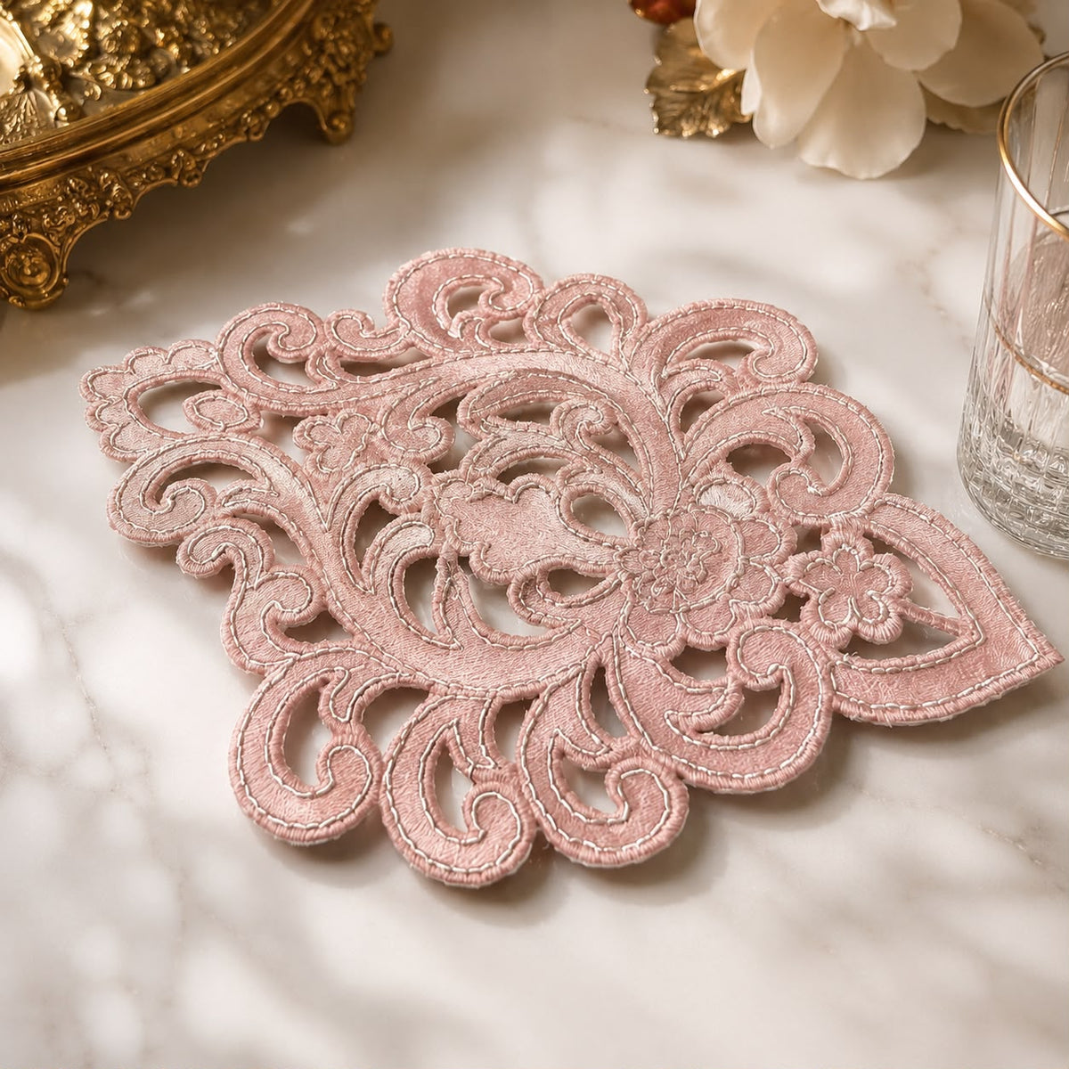 Blush Arabesque Lace Coaster