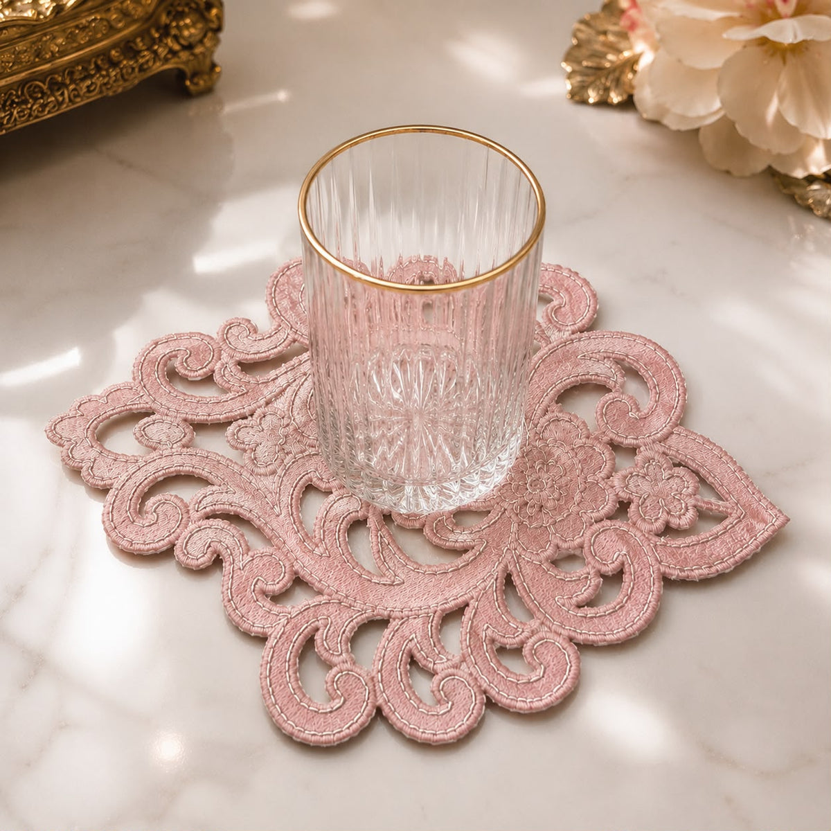Blush Arabesque Lace Coaster