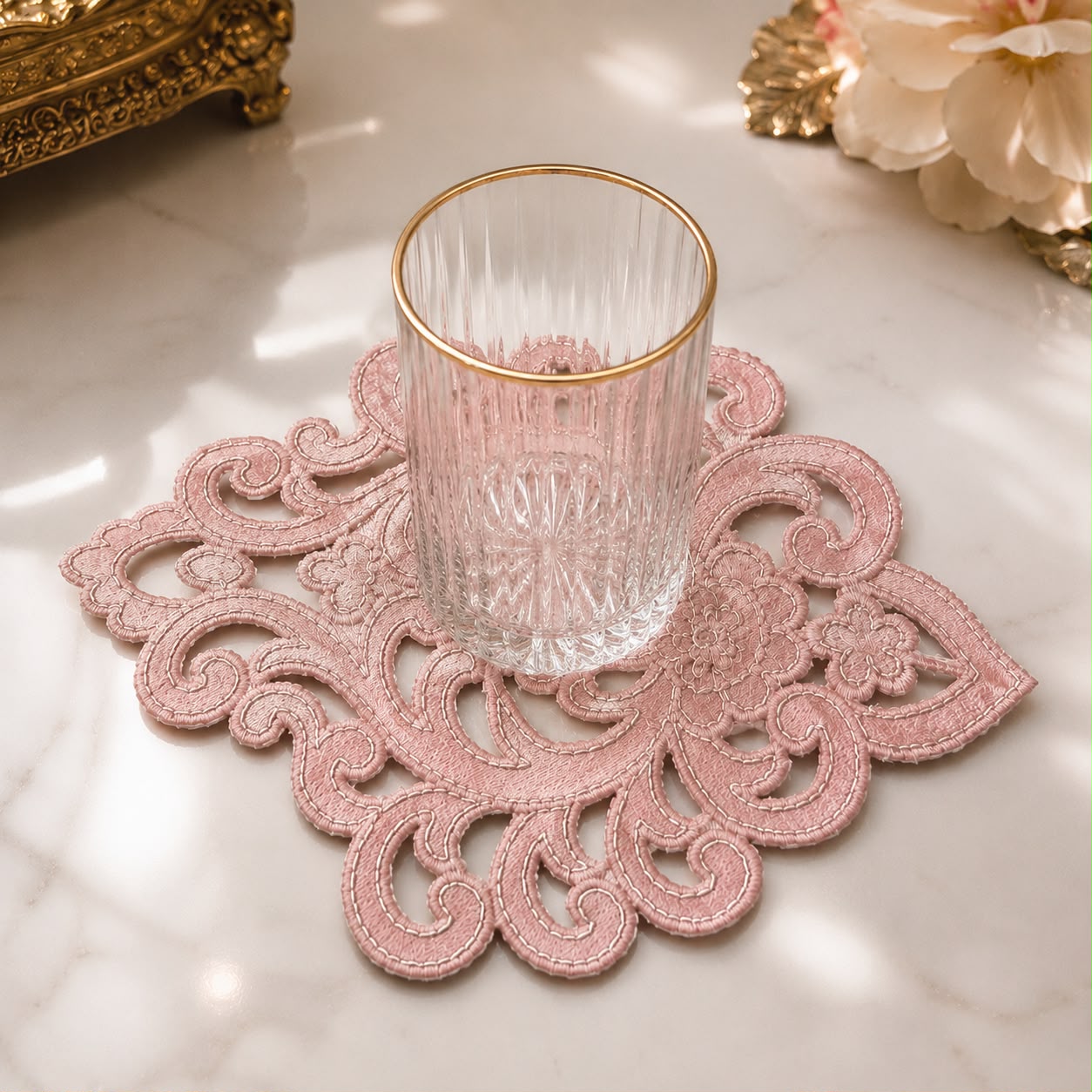 Blush Arabesque Lace Coaster