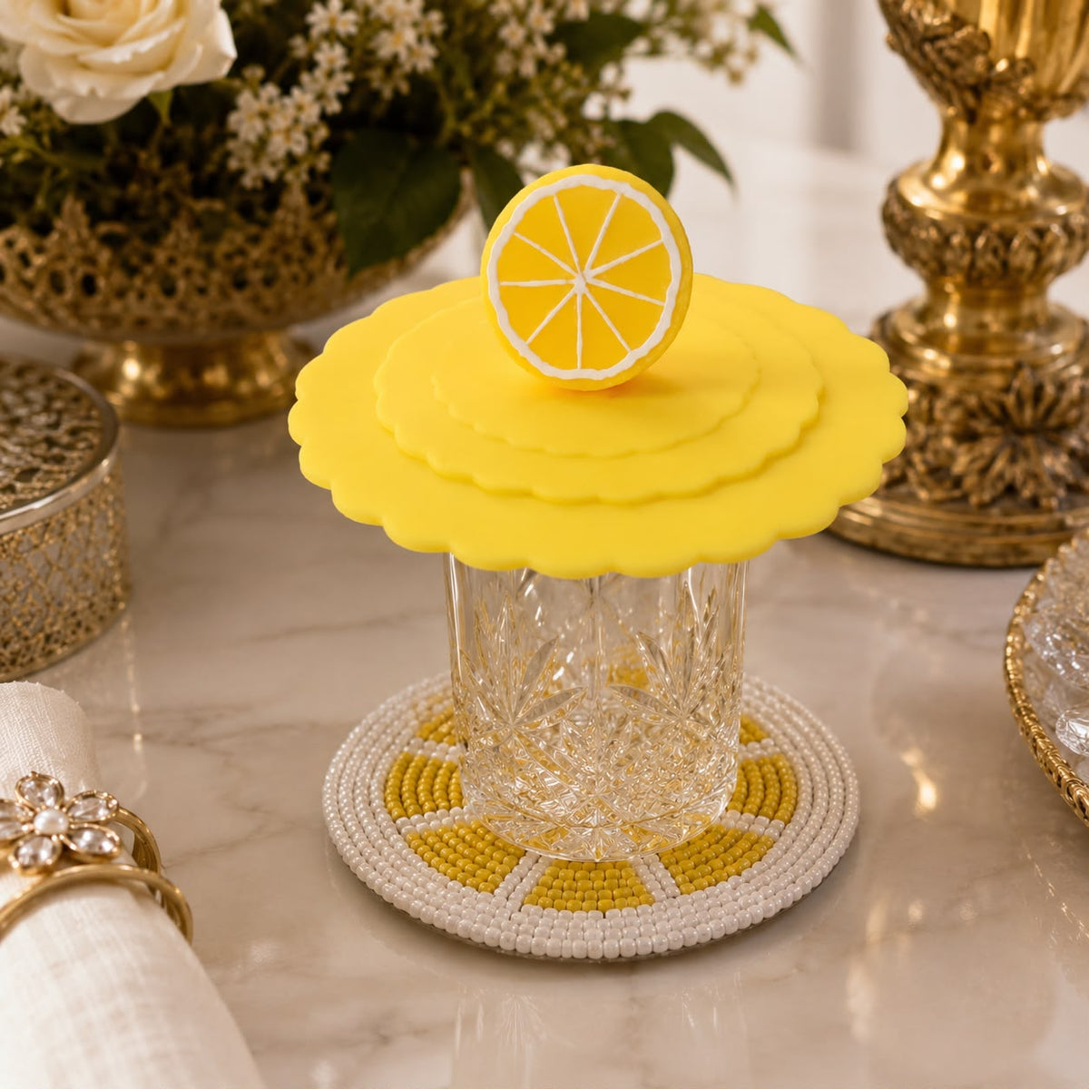 Lemon Slice Silicone Glass Cover