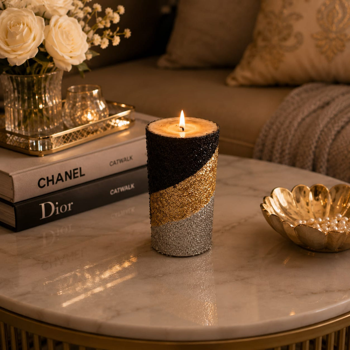 Midnight Luxe Spiral Candle