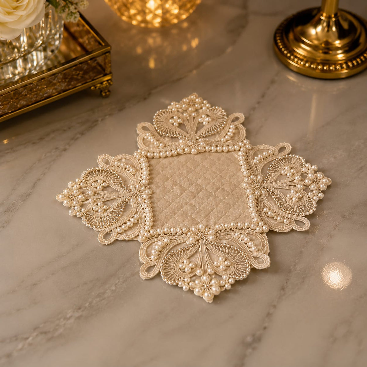 Pearl Royale Accent Coaster & Quarter Plate Mat