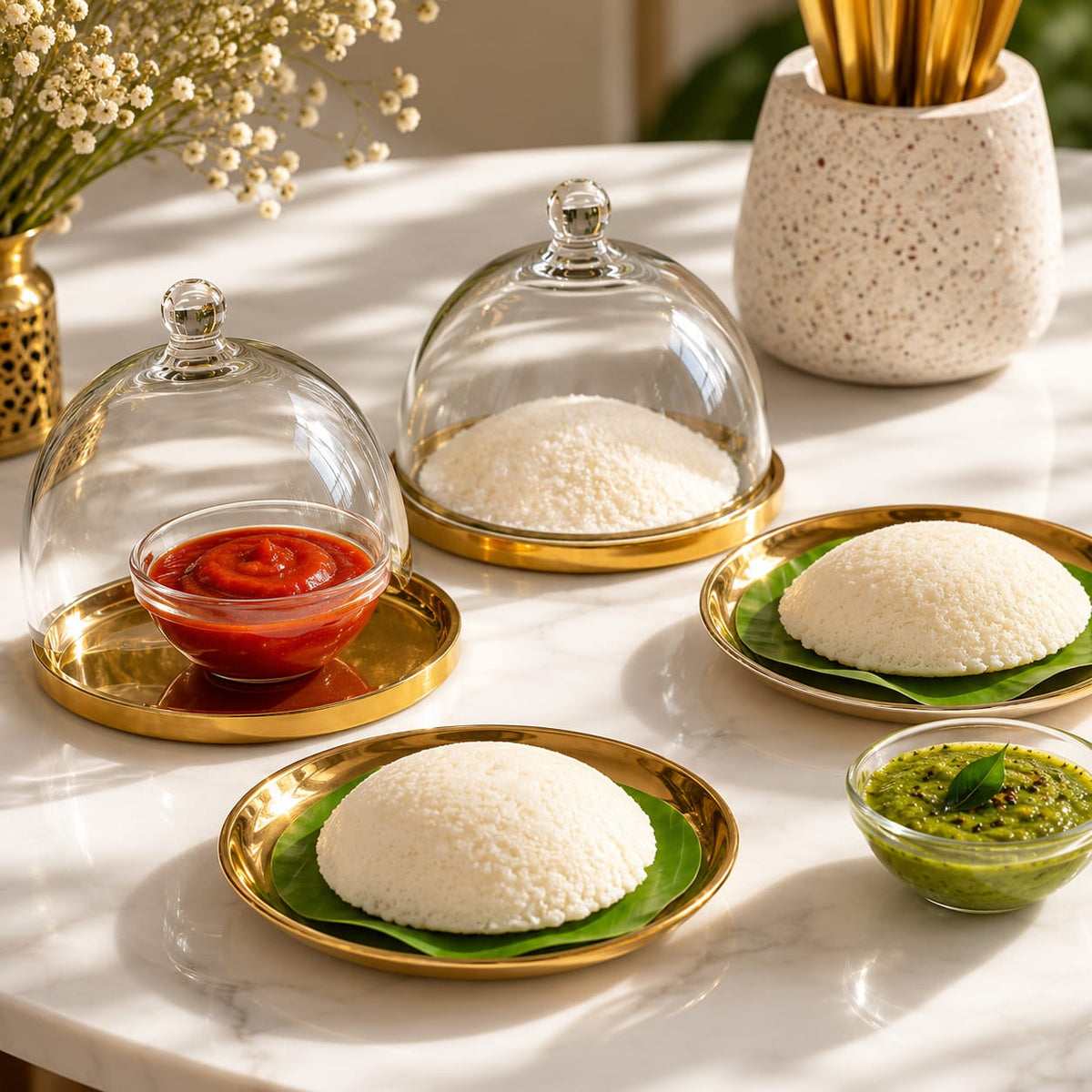 GOLD PLATE WITH MINI CLOCHE ( SET OF 2)