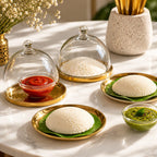 GOLD PLATE WITH MINI CLOCHE ( SET OF 2)