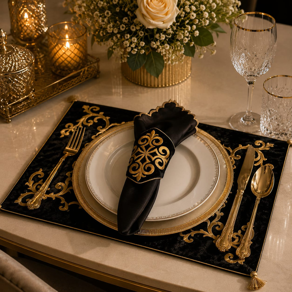 Midnight Royale Velvet Placemat