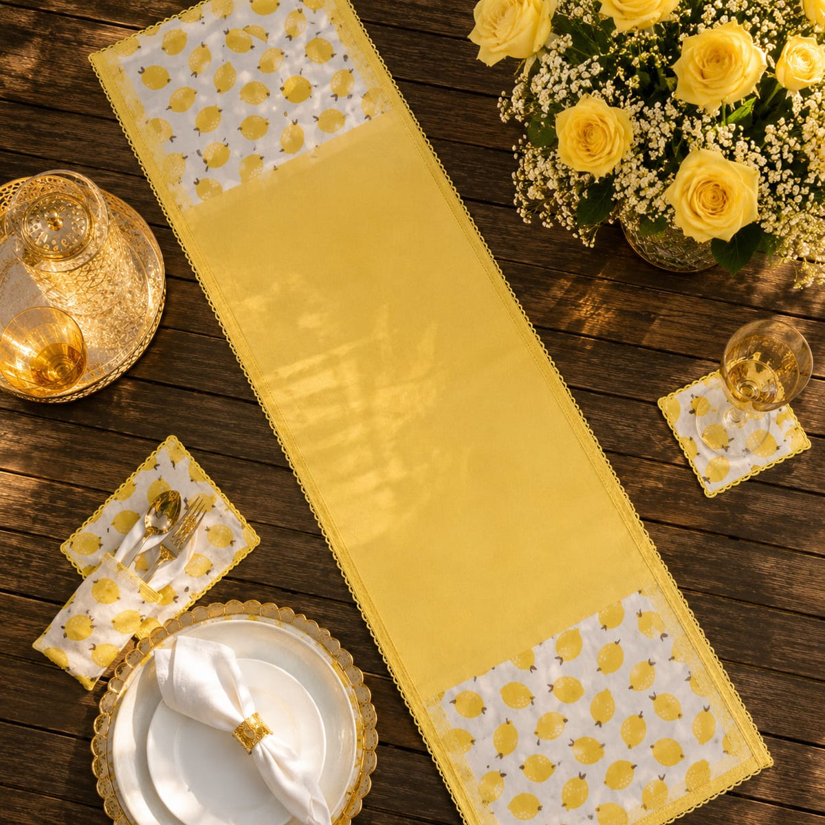 Lemon Zest Elegance Table Runner