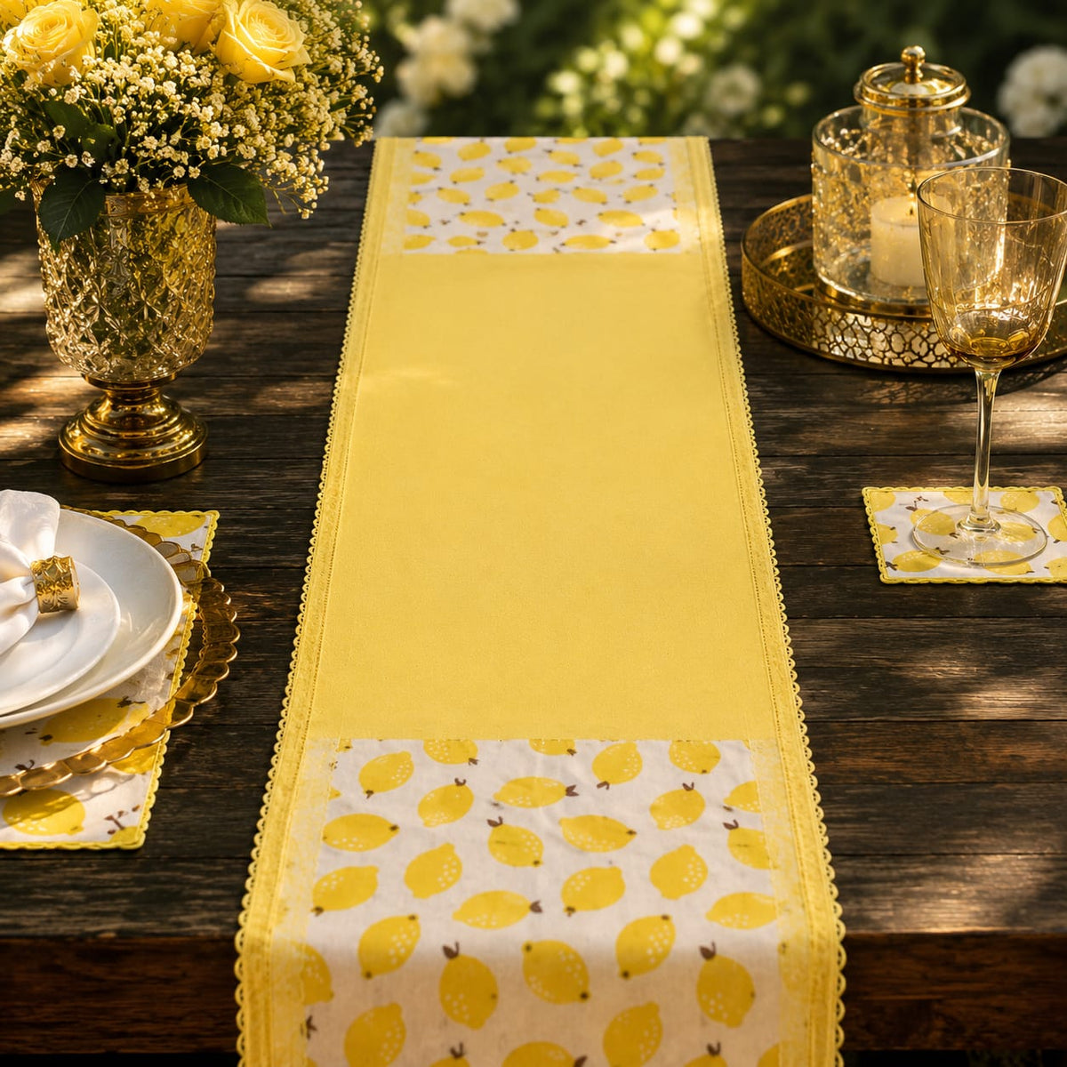 Lemon Zest Elegance Table Runner