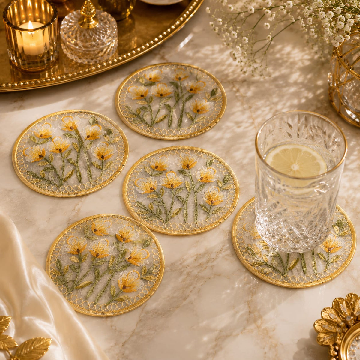 Golden Meadow Coaster Set
