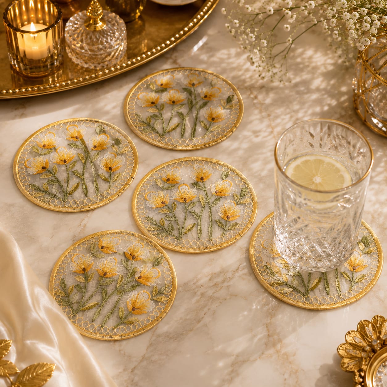 Golden Meadow Coaster Set