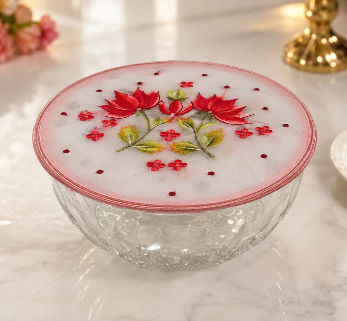 Crimson Blossom Bowl Cover