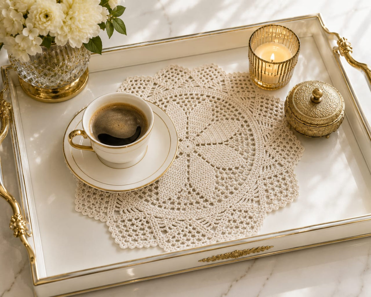 Ivory Lace Tray Cover