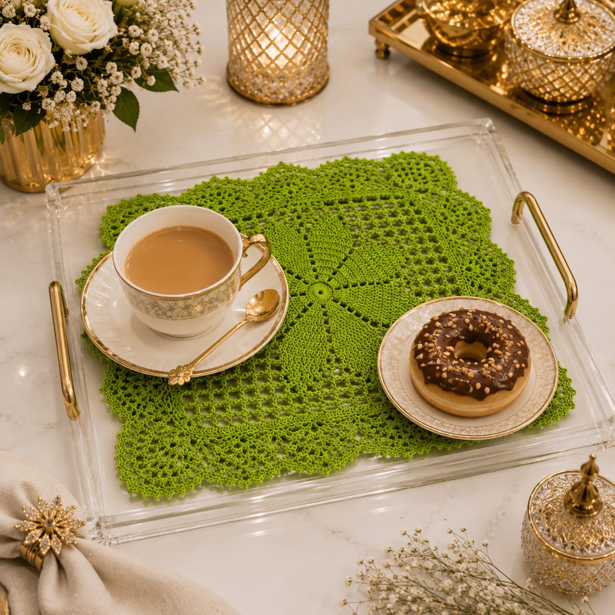 Verdant Lace Tray Cover