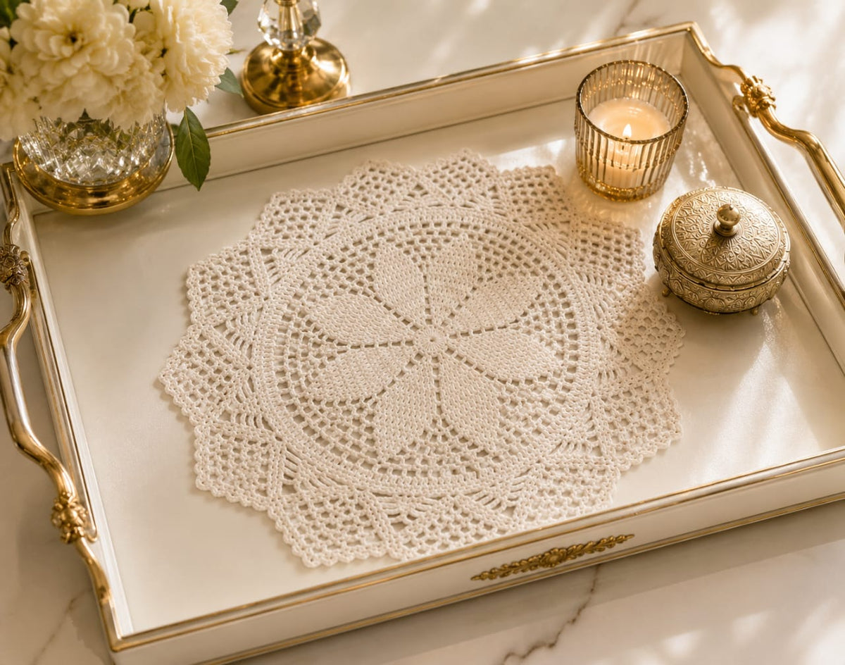Ivory Lace Tray Cover