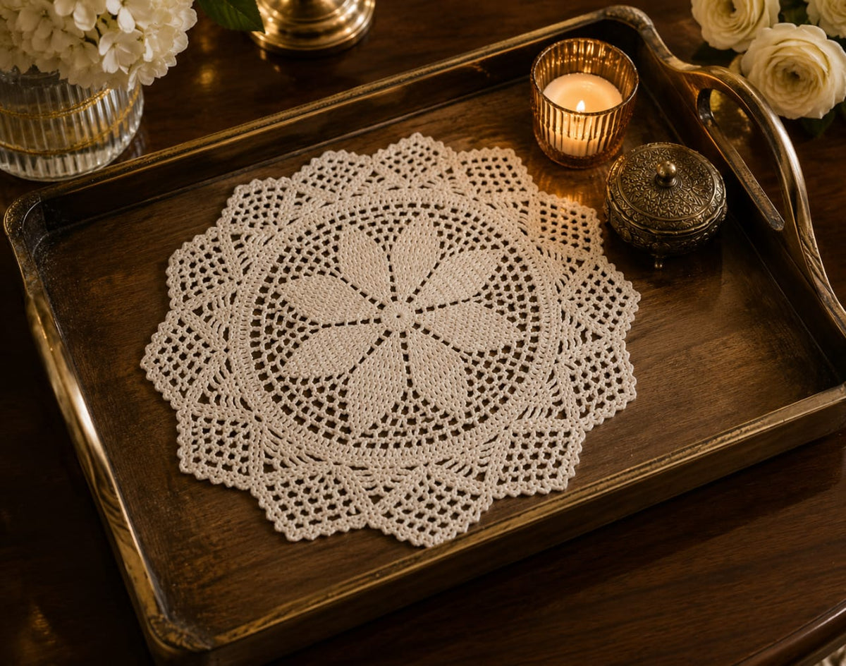 Ivory Lace Tray Cover