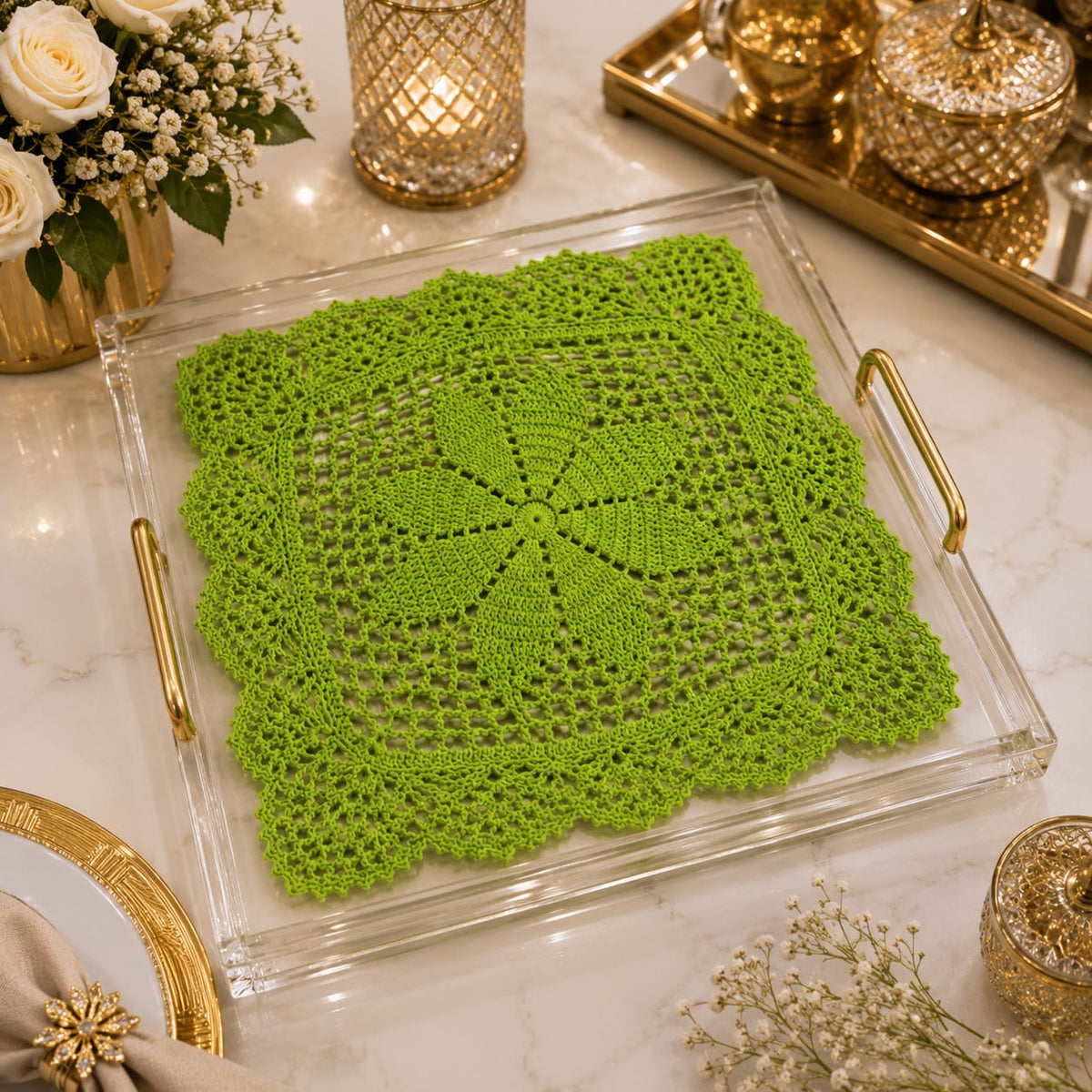 Verdant Lace Tray Cover