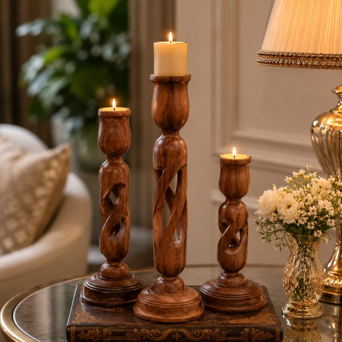 Rustic Twist Candle Holder Set