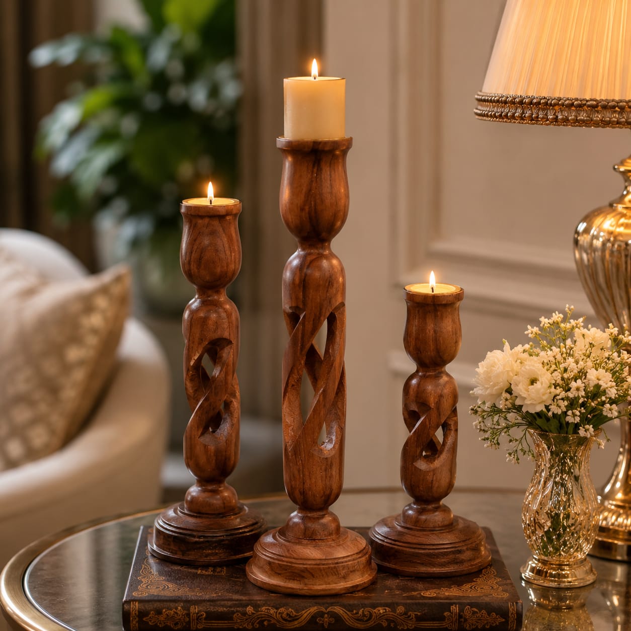 Rustic Twist Candle Holder Set