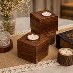 Timber Glow Tea Light Holder Set