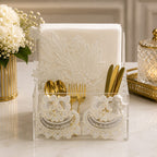Ivory Lace Cutlery & Tissue Holder