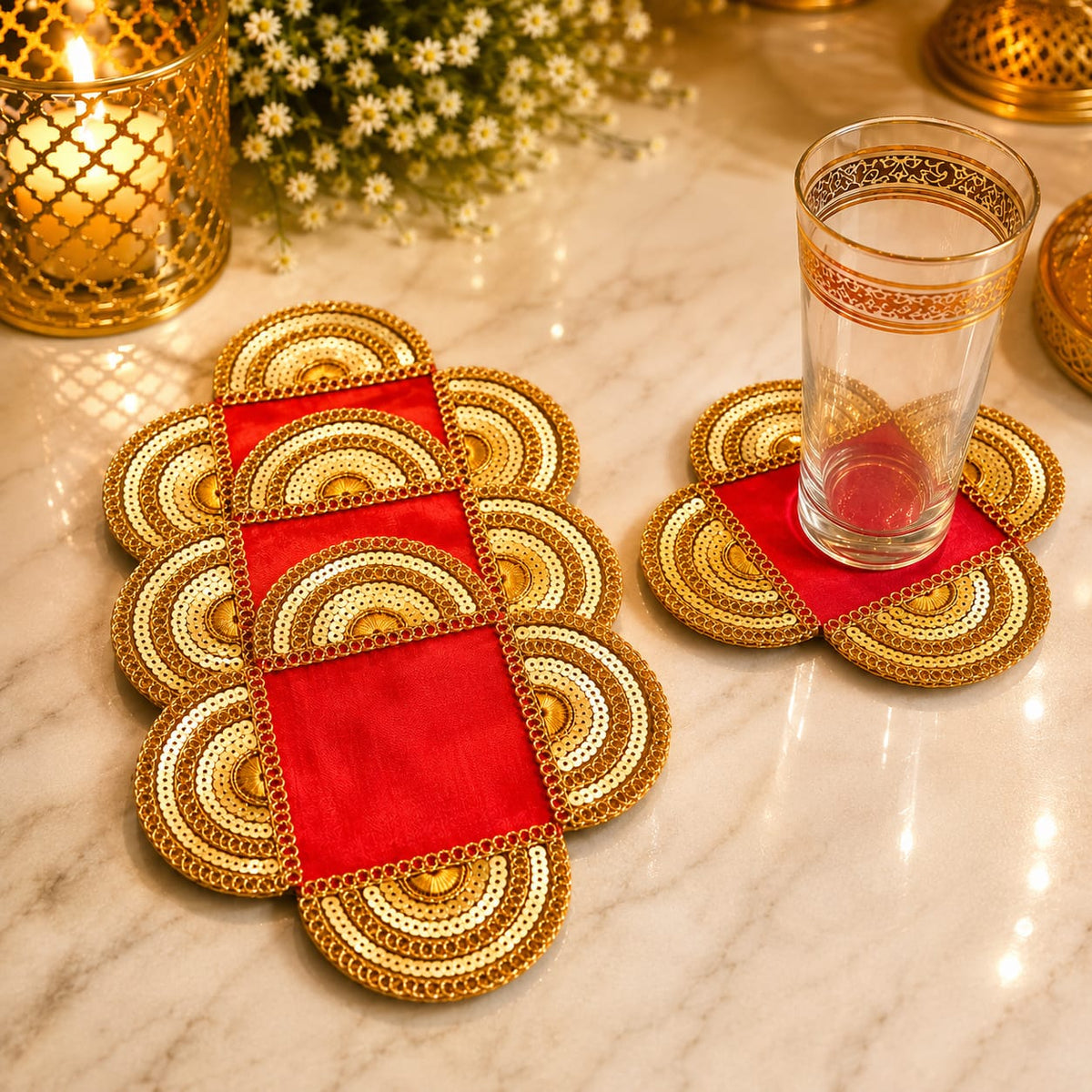 Royal Crimson Coaster Set