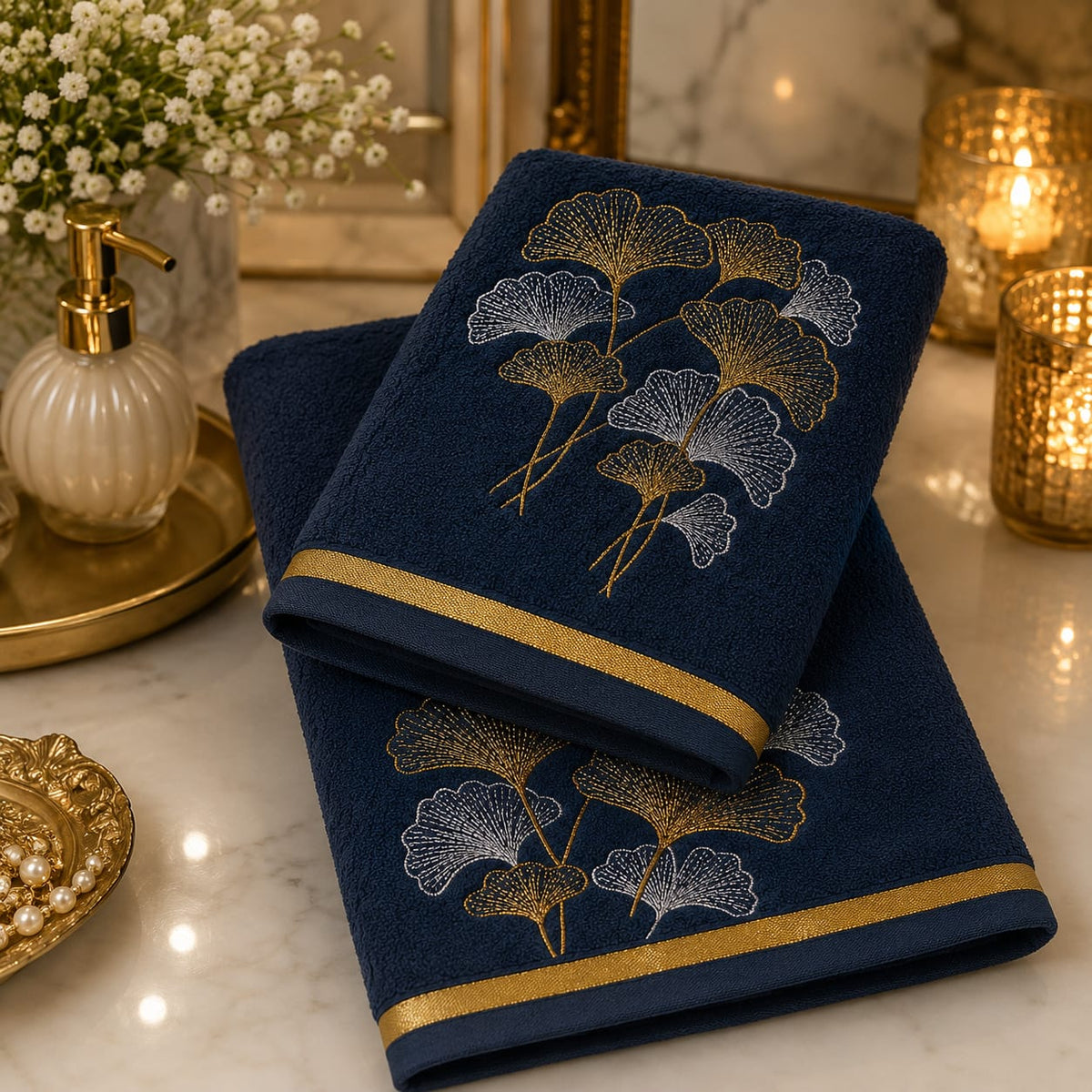 Midnight Ginkgo Towel