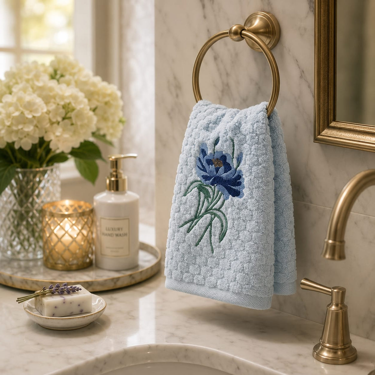 Azure Blossom Towel