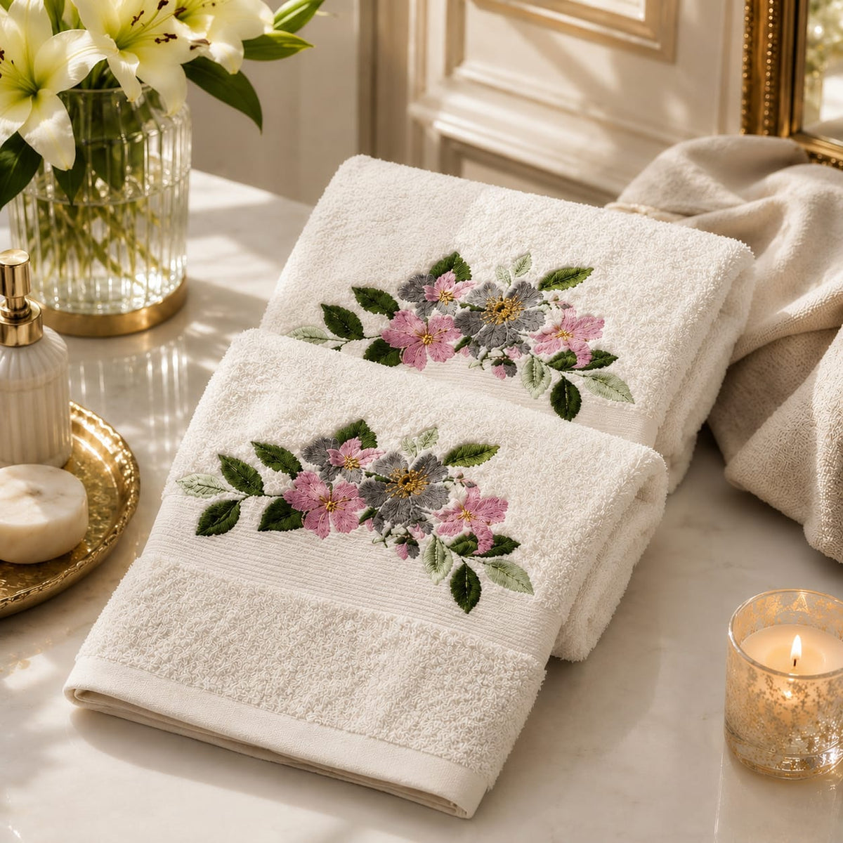 Eternal Bloom Embroidered Towel