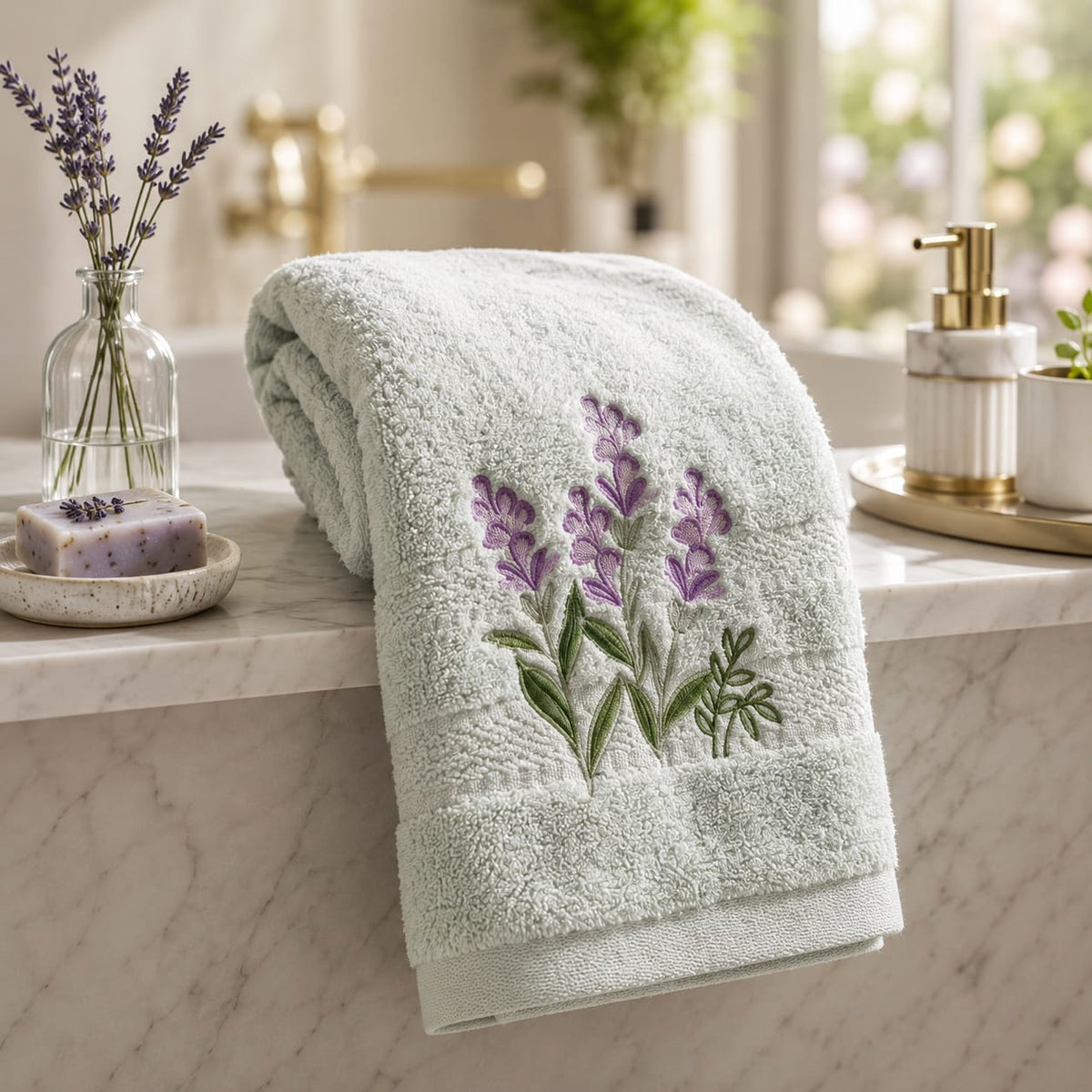 Maison Lavande Embroidered Towel Set