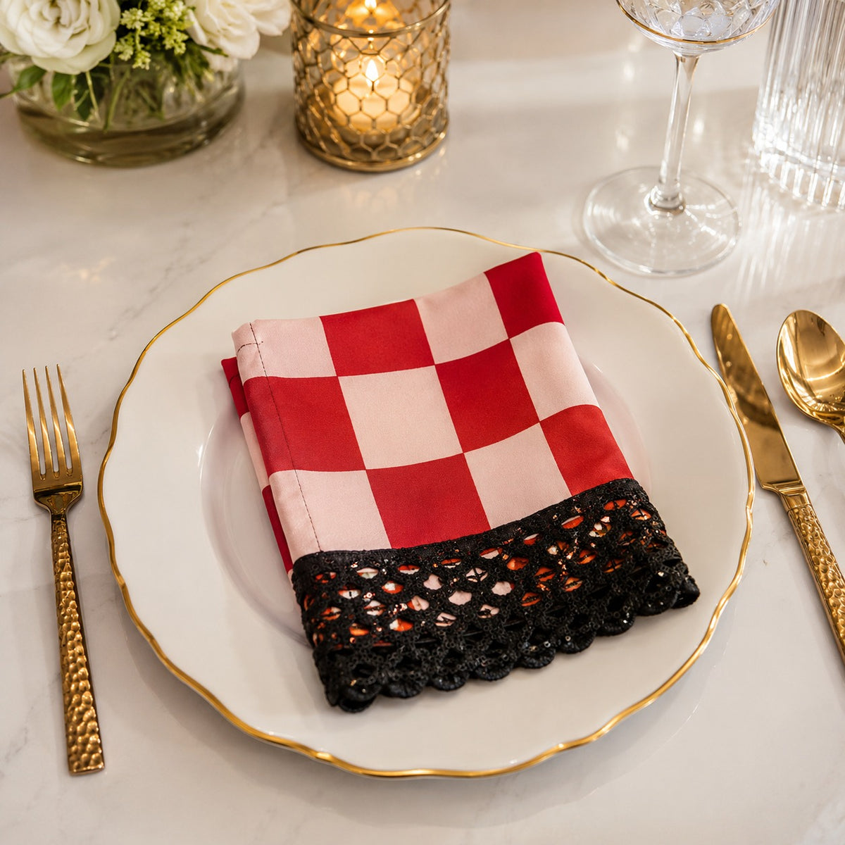 Crimson Check Elegance