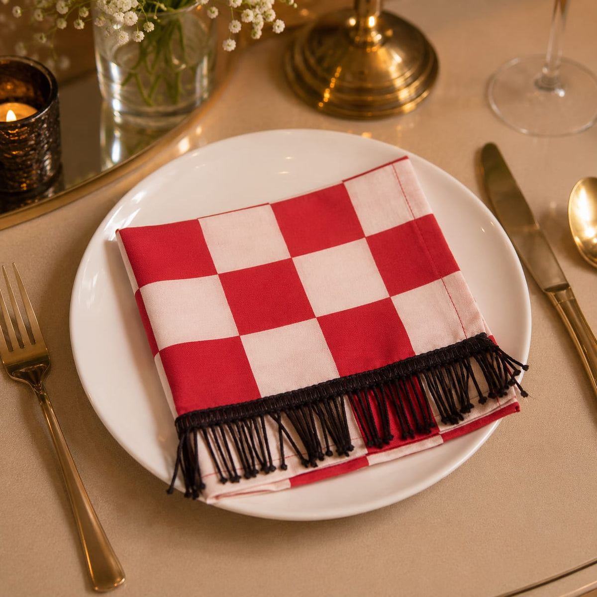 Crimson Fringe Napkin